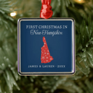 Couple First Christmas In New Hampshire USA State Metal Ornament