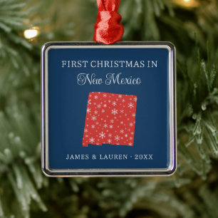 Couple First Christmas In New Mexico State Metal Ornament