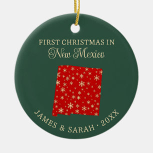 Couple First Christmas In New Mexico State USA Ceramic Ornament