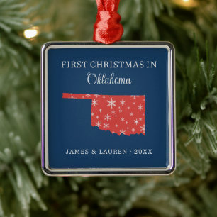 Couple First Christmas In Oklahoma USA State Metal Ornament