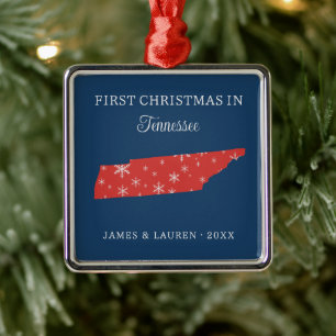 Couple First Christmas In Tennessee USA State Metal Ornament