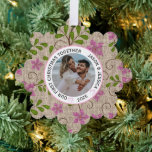 Couple First Christmas Pink Floral Ornament Card<br><div class="desc">Commemorate your first holiday together with this Couple First Christmas Pink Floral Ornament Card. Featuring a soft pink floral design,  this charming card doubles as a keepsake ornament,  perfect for hanging on the tree year after year. A beautiful way to celebrate love and create lasting memories.</div>
