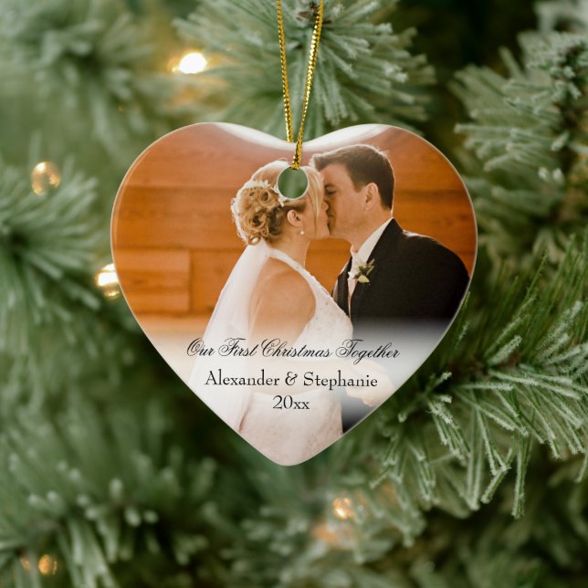 Couple First Christmas Together Keepsake Photo Ceramic Ornament (Tree)