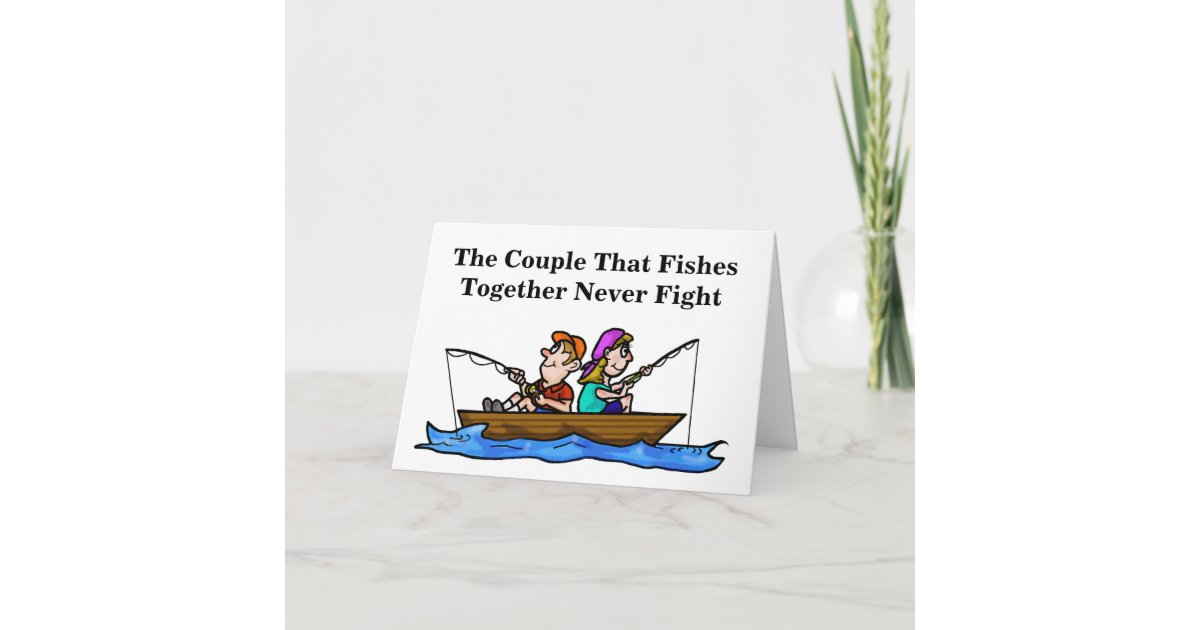 Couple Fishing in Boat Anniversary Card Zazzle.com