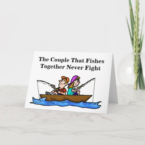 Couple Fishing in Boat Anniversary Card