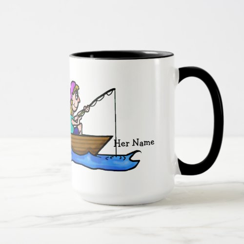 Couple Fishing in Boat Mug  Customize Names