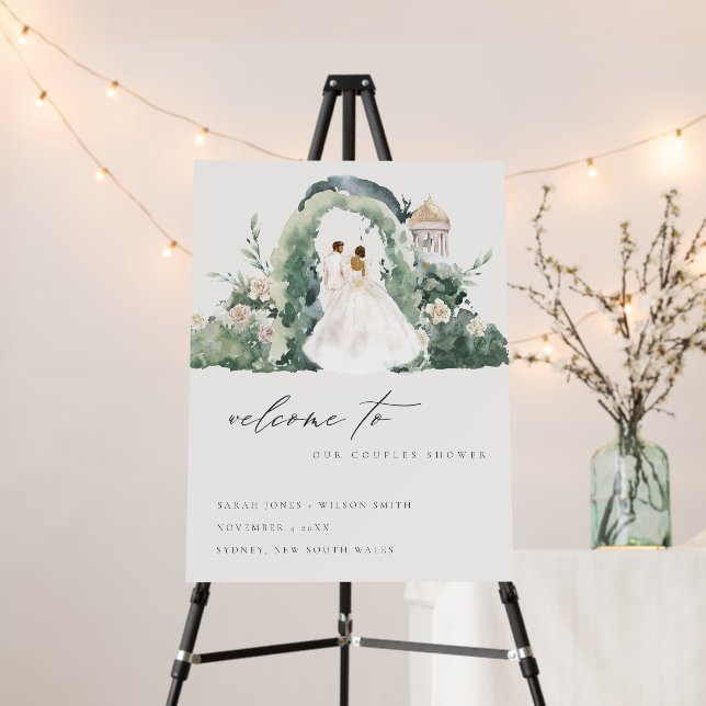 Couple Flora Arch Botanical Couples Shower Welcome Foam Board (In Situ (Stand))