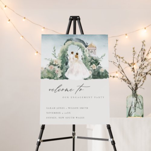 Couple Floral Arch Botanical Engagement Welcome Foam Board