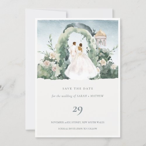 Couple Floral Arch Botanical Save the Date Card