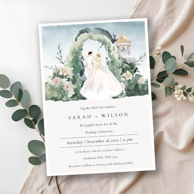 Couple Floral Garden Arch Botanical Wedding Invitation (Creator Uploaded)