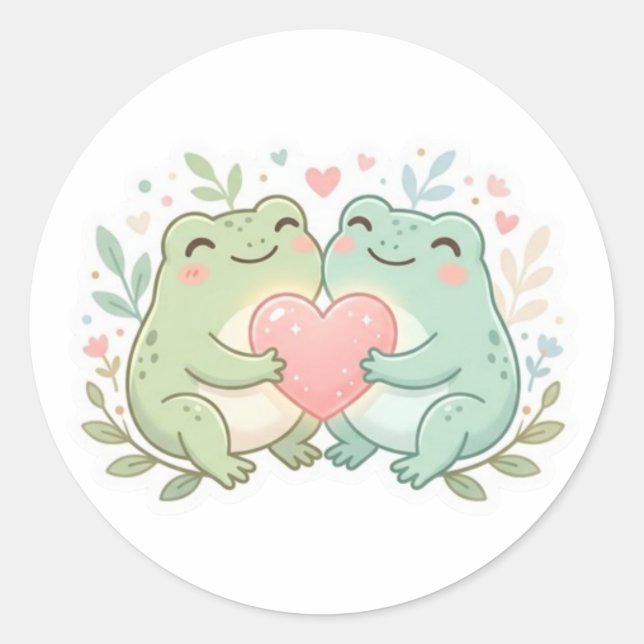 Couple Frog Sticker Cute Two Frogs Love Heart Roma (Front)