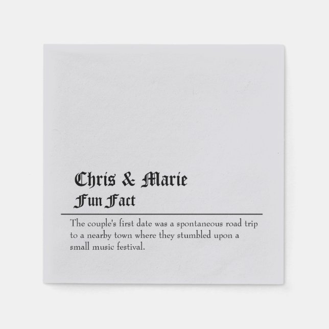 Couple Fun Fact Napkins.  Napkins (Front)