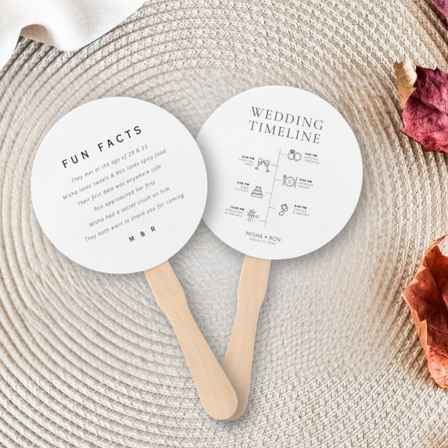 Couple fun facts, wedding order of events hand fan (Creator Uploaded)