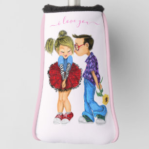 Couple Gift Golf Head Cover with Text - I Love You