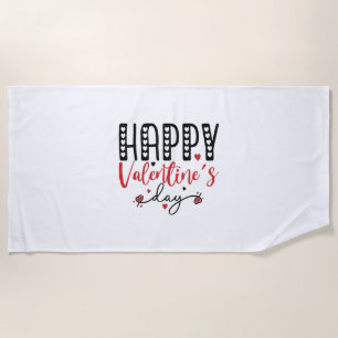 Couple Gift Happy Valentine Day Beach Towel