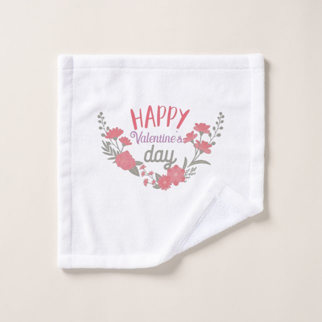 Couple Gift Happy Valentine's Day Wash Cloth (Wash Cloth)