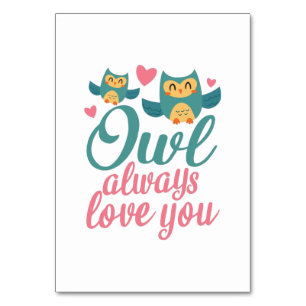 Couple Gift Owl Always Love You Table Number