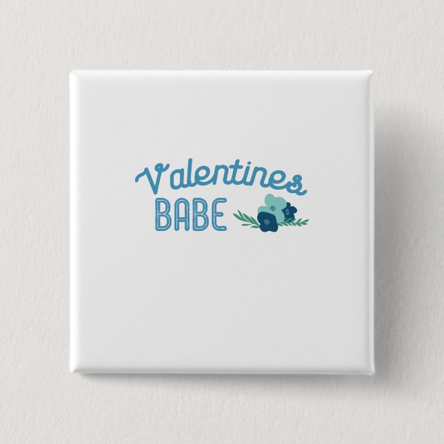 Couple Gift Valentine Babe Flowers Button (Front)