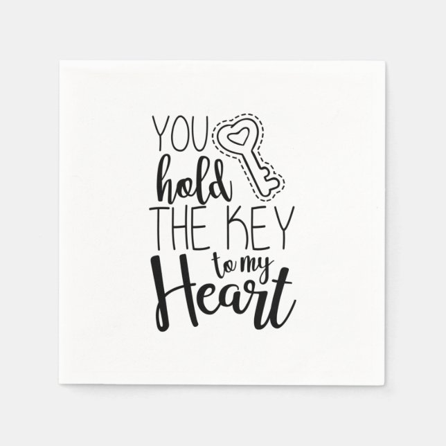 Couple Gift You Hold The Key To My Heart Napkins (Front)