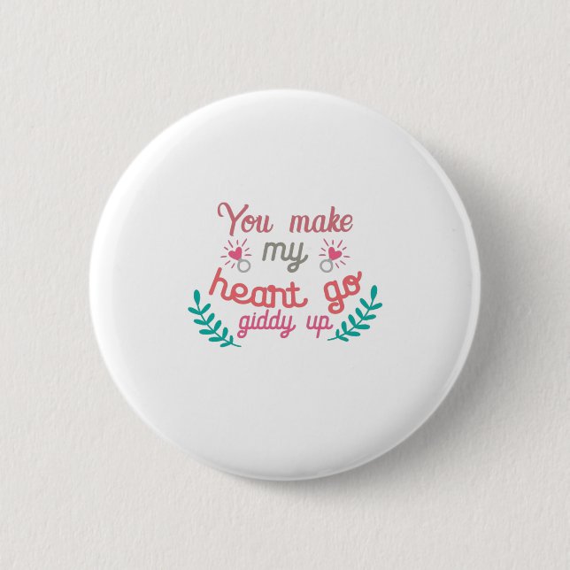 Couple Gift You Make My Heart Go Button (Front)