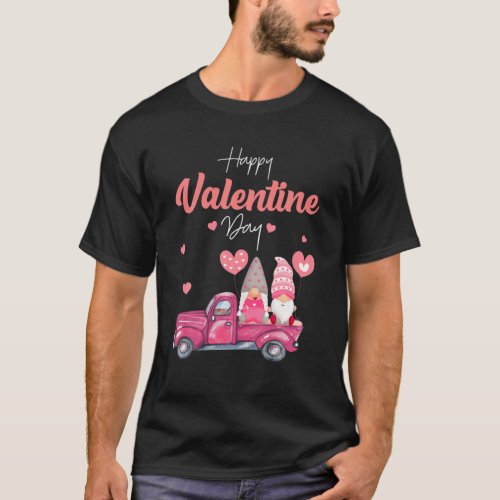Couple Gnomes Happy Valentines Day Truck Gnome Lo T_Shirt