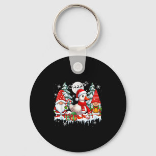 Couple Gnomes Santa Goose Christmas Trees Farmer F Keychain