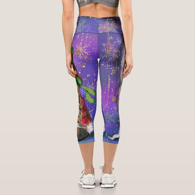Couple Gnomes Singing Happy Christmas Song - Fun Capri Leggings (Back)