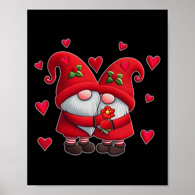 Couple Gnomes Valentine's Day Hearts Costume Gnome Poster (Front)