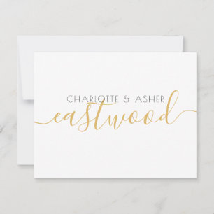 Couple Gold Script Monogram Flat Note Card