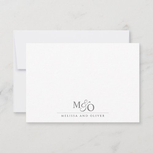 Couple Gray Ampersand Monogram Note Card