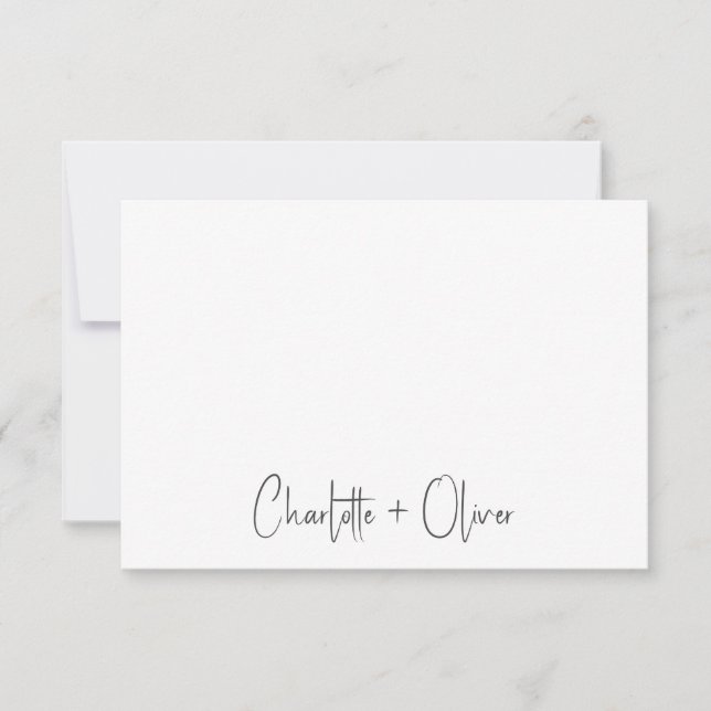 Couple Handwritten Names Wedding Monogram  Note Card (Front)