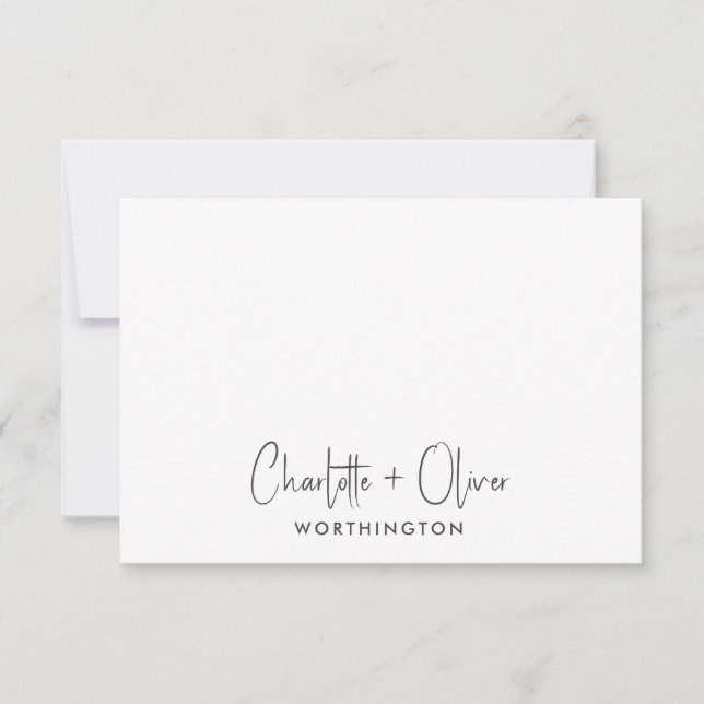 Couple Handwritten Names Wedding Monogram  Note Card (Front)