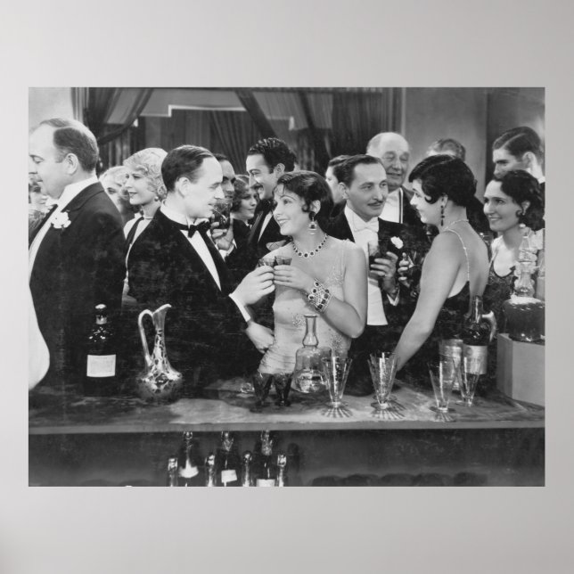 Couple having drink at crowded bar poster (Front)