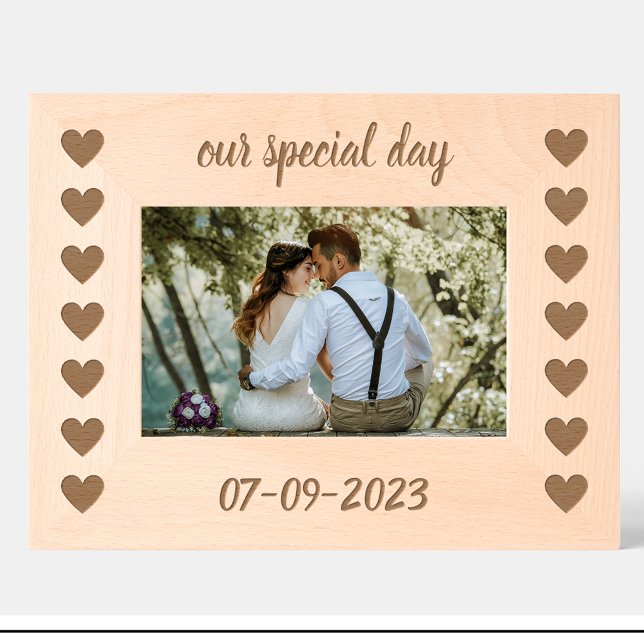 Couple Heart Pattern Custom wooden photo frame (Creator Uploaded)