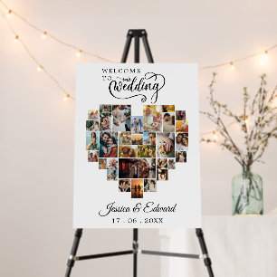 Couple Heart Photo Collage Modern Script Foam Boar Board