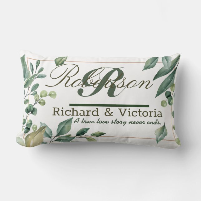 Couple Heather Flowers Corolla Greenery Leaves Lumbar Pillow (Front)