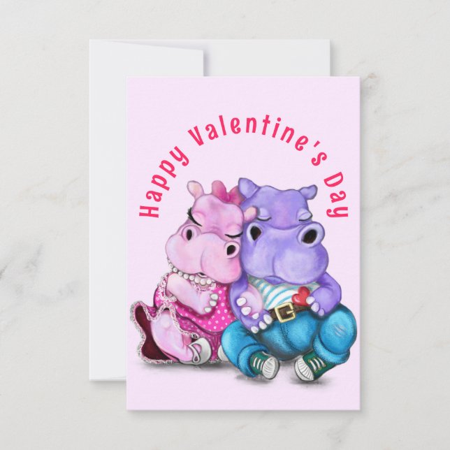 Couple Hippo Love Valentine's Day Card - Funny (Front)