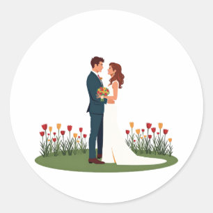 Couple Holding Flowers Sticker