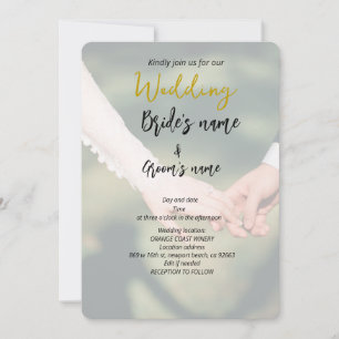 couple holding hand wedding save the date