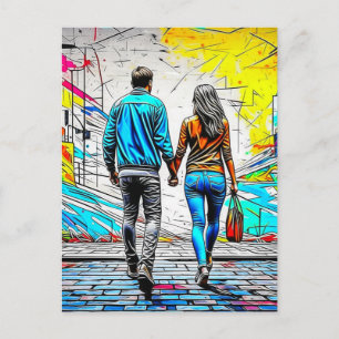 Couple Holding Hands  Missing You Postcard