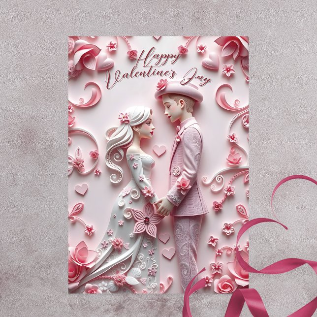 Couple Holding Hands Pink Romantic Valentine's Day Card (Creator Uploaded)