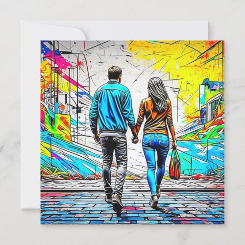 Couple Holding Hands Urban Graffiti Art