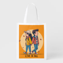 Couple holding hands walking together in fall