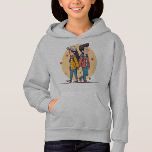 Couple holding hands walking together in fall hoodie