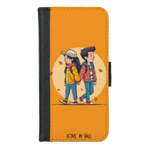 Couple holding hands walking together in fall iPhone 8/7 wallet case