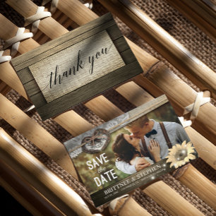 Couple Horseshoe Sunflower Wedding Save Date PHOTO Save The Date