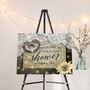 Couple Horseshoes Sunflowers Bridal Shower Welcome Foam Board