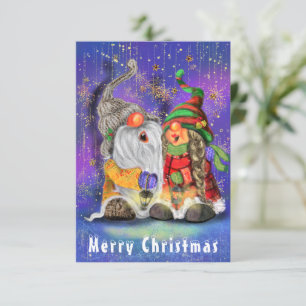 Couple Hugged Gnomes Singing Happy Christmas Song