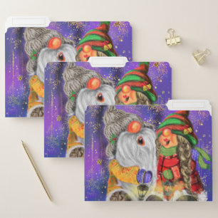 Couple Hugged Gnomes Singing Happy Christmas Song  File Folder