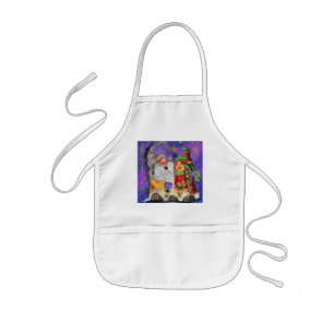 Couple Hugged Gnomes Singing Happy Christmas Song  Kids' Apron